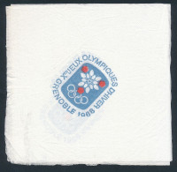 Serviette Papier Avec Blason Officiel D'après Excoffon Des X° Jeux Olympiques D'Hiver De Grenoble 1968 Olympic Games 68 - Other & Unclassified