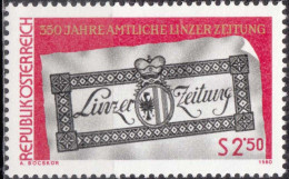 1980, Austria, Linzer Zeitung, Anniversaries, Newspapers, MNH(**), Mi: 1657 - Ungebraucht