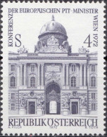 1972, Austria, European PTT Ministers Congress, Buildings, Conferences, Palaces, Postal Unions, MNH(**), Mi: 1385 - Unused Stamps