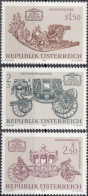 1972, Austria, Art Objects, Art, Carriages, Sledges, Vehicles, MNH(**), Mi: 1406-1408 - Unused Stamps