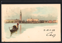 Artista-Cartolina Venedig, Panorama Von S. Markus, Gondel  - Venezia