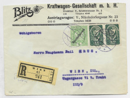 AUSTRIA 5H+ 20 HELLER PAIRE LETTRE COVER BRIEF REC WIEN 1919 TO WIEN - Lettres & Documents