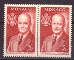 Monaco Mi. 530 Yv. 447 MNH ** Pair Dwight Eisenhower (1956) - Ongebruikt