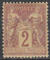 France N° 85 * SAGE Type II 2 C Brun-rouge - 1876-1898 Sage (Tipo II)