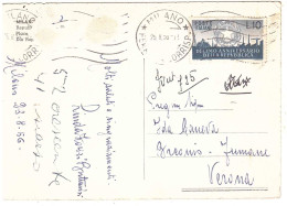 1956 L.10 REPUBBLICA CARTOLINA MILANO PIAZZA DELLA REPUBBLICA - 1946-60: Poststempel