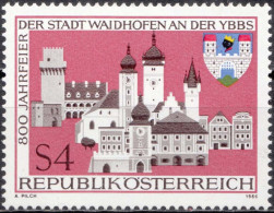 1986, Austria, Waidhofen On Ybbs, Buildings, Coats Of Arms, Towers, Townscapes, City Views, MNH(**), Mi: 1852 - Unused Stamps