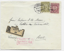 AUSTRIA 40H+10H LETTRE COVER REC TELEGRAPHE WIEN 10.V.1917 TO BERN SUISSE CENSURE FELDKIRCH - Briefe U. Dokumente