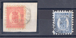 Finnland, 1866, 8 B, 9 B, Gestempelt, Briefstück - Other & Unclassified