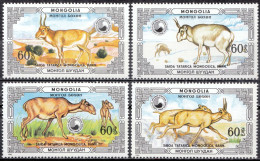 1986, Mongolia, Saiga Tatarica Mongolica, Animals, Antelopes, Mammals, 4 Stamps, MNH(**), MN 1815-18 - Mongolie