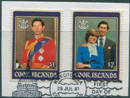 Cook Islands 1981 SG812-813 Royal Wedding On Piece FU - Cookeilanden