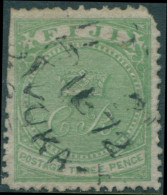 Fiji 1871 SG11 3d Pale Yellow-green CR Trimmed FU - Fiji (1970-...)