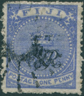 Fiji 1876 SG31 1d Blue VR Overprint Laid Paper FU - Fidji (1970-...)