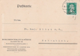 Deutsches Reich Firmen Karte Hamburg 1927 Rob Drischmann & Söhne - Covers & Documents
