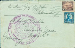 Brief 1. Weltrundfahrt 05.08.1929, LZ 127, US-Amerikanische Luftpost, Lakehurst-Friedrichshafen - Posta Aerea & Zeppelin