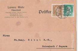 Deutsches Reich Firmen Karte Hersfeld 1927 Lorenz Mohr Hersfeld Nach Schwabach - Covers & Documents