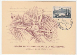 Carte De La 1ère Bourse Philatélique De La Méditerranée, 1955 - Lettres & Documents