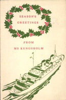 Artiste CPA MS Kungsholm, Passagierschiff, Frohe Weihnachten - Correo Marítimo