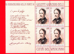 Nuovo - MNH - VATICANO - 2013 - 150 Anniv. Della Morte Di Giuseppe Gioacchino Belli - Poeta - 1.00 - Quartina - Blocs & Feuillets