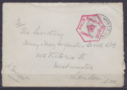 Env. De YPRES En Franchise Càd FIELD POST OFFICE /11 MR 1916 Pour WESTMINSTER LONDON - Cachet Censure Hexagon. "PASSED F - Andere & Zonder Classificatie