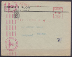 Env. "Librairie Plon" Affr. Mécanique 0f80 - PARIS /21 VII 1942 Pour TAMINES Belgique - Flam. Rouge Militaire Allemande  - WW II