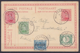 EP CP 10c Rouge (type N°138) + N°137+138 + TX12 + TX15A (surch. WELKENRAEDT) Càd WELKENRAEDT /19 III 1920 Adressée à Vie - Cartes Postales 1909-1934