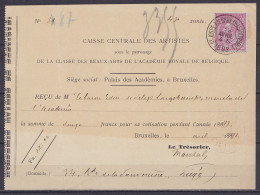 Reçu "Caisse Centrale Des Artistes - Palais Des Académies" Affr. N°46 Càd "ST-JOSSE-T.N. BRUX. (AV.ASTRONOMIE) /19 AVRIL - 1884-1891 Leopold II.