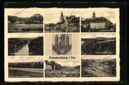 AK Frankenberg I. Sa., Schloss Sachsenburg, Schloss Lichtenwalde, Zschopautal, Blick Von Der Lützelhöhe  - Zschopau