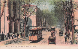 06 - NICE - L'avenue De La Gare - Tramway - 1908 - Otros & Sin Clasificación
