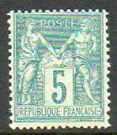 France N° 75 * SAGE Type II 5 C Vert - 1876-1898 Sage (Type II)