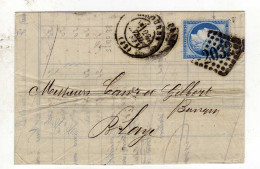 Document Avec Timbre 25c Bleu Oblitération LIBOURNE 23/04/1875 - 1849-1876: Période Classique