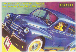 RENAULT 4CV 1958 - CARTE POSTALE 10X15 CM NEUF - Voitures De Tourisme