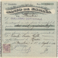 1922 BANCO DE ESPAÑA — Antiguo Documento Bancario — Sello Fiscal ESPECIAL MOVIL - Fiscale Zegels