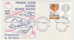 Lettre Illustrée  Liaison Aérienne Réunion Maurice, 1983 - Eerste Vluchten