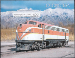 1999, Congo, Republic, Diesel-Electric, Locomotives, Railways, Souvenir Sheet, MNH(**), CG BL140 - Nuovi