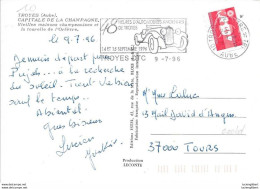 AUBE 10  -  TROYES    - 48 HEURES AUTOMOBILES ANCIENNES DE TROYES 14 15 SEPTEMBRE  1996  - BELLE FRAPPE - Mechanical Postmarks (Advertisement)