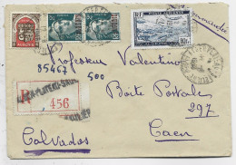 ALGERIE GANDON 2FRX2+50C BLASON + PA 10FR LETTRE REC ALGER PLATEAU 1948 AU TARIF - Storia Postale