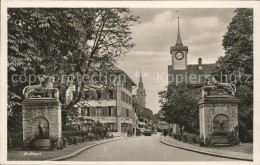 11749490 Zofingen Strassenpartie Loewenstatuen Kirchen Zofingen - Autres & Non Classés