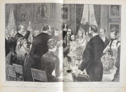 Le Mariage De La Princesse Marie Et Du Prince Valdemar - La Table D'honneur - Page Originale Double - 1885 - Historical Documents