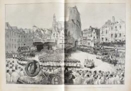 Les Funérailles De L'amiral Courbet à Abbeville, Sa Ville Natale - La Place Courbet - Page Originale Double - 1885 - Historical Documents