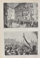 Le Conflit Hispano-Allemand - La Manifestation à Barcelone - La Rue Amor De Dios - Page Originale 1885 - Historical Documents