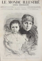S. M. La Reine Marie-Christine, Régente D'Espagne Et L'infante Dona-Maria De Las Mercédès - Page Originale 1885 - Historical Documents