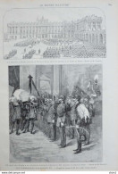 Les Funérailles D'Alphonse XII - Le Salut De L'armée A La Dépouille Mortelle - Page Originale 1885 - Documents Historiques