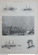 L'escadre Grècque à Toulon - Le Capitaine Canaris - Page Originale 1885 - Historische Dokumente