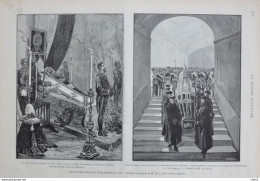 Les Funérailles D'Alphonse XII - Expoition Du Corps Du Roi Dans La Salle Au Palacio Real - Page Originale 1885 - Historische Dokumente