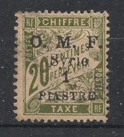 SYRIE - 1921 - Taxe TT N°YT. 10 - Type Duval 1pi Sur 20c Olive - Oblitéré / Used - Used Stamps