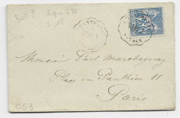 SAGE 25C N° 78 LETTRE CONVOYEUR STATION CHATONNAY VENDEE SABL. T 1877 INDICE 18 COTE 340€ FRAPPE FAIBLE - Railway Post