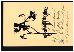 Scherenschnitt-AK A.M. Schwindt: Pfingsten - Engel Auf Blume, OBERINGEN 28.5.36 - Scherenschnitt - Silhouette