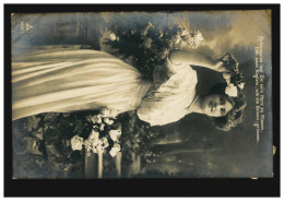 Mode-AK Frau Im Weißem Kleid Mit Rosen, DÜSSELDORF 27.10.1909 - Mode