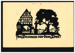Scherenschnitt-AK A.M. Schwindt: Am Brunnen Vor Dem Tore, Da... BERLIN 7.10.1934 - Silhouetkaarten
