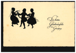 Scherenschnitt-AK Drei Tanzende, Pittius-Verlag, ESSLINGEN (NECKAR) 6.10.1926 - Silhouette - Scissor-type